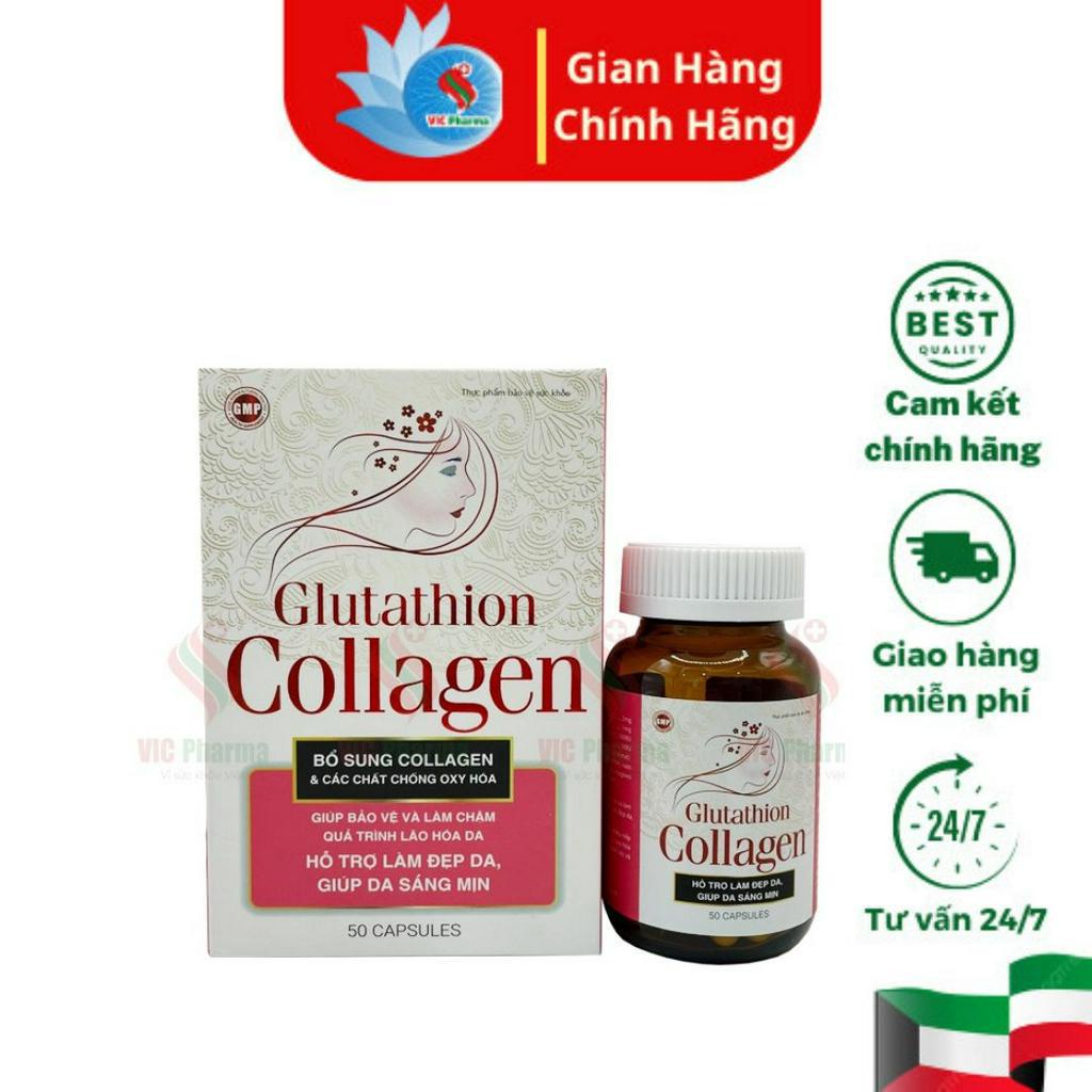 Viên uống Glutathion Collagen bổ sung Collagen hỗ trợ làm đẹp da , Hộp 50 viên