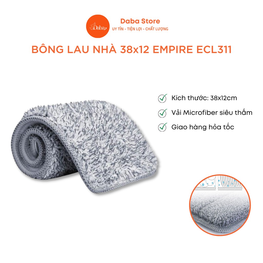 Bông Lau Nhà Chữ Nhật 38x12cm Empire ECL311, Miếng Lau Nhà Thay Thế, Microfiber