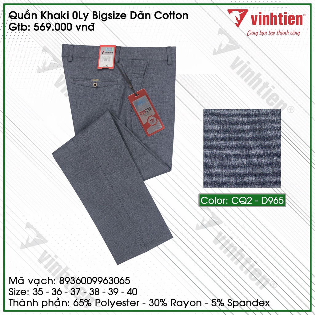 Quần Kaki 0ly Vải Dãn 4 Chiều Sai Đại (BigSize) Vĩnh Tiến 569