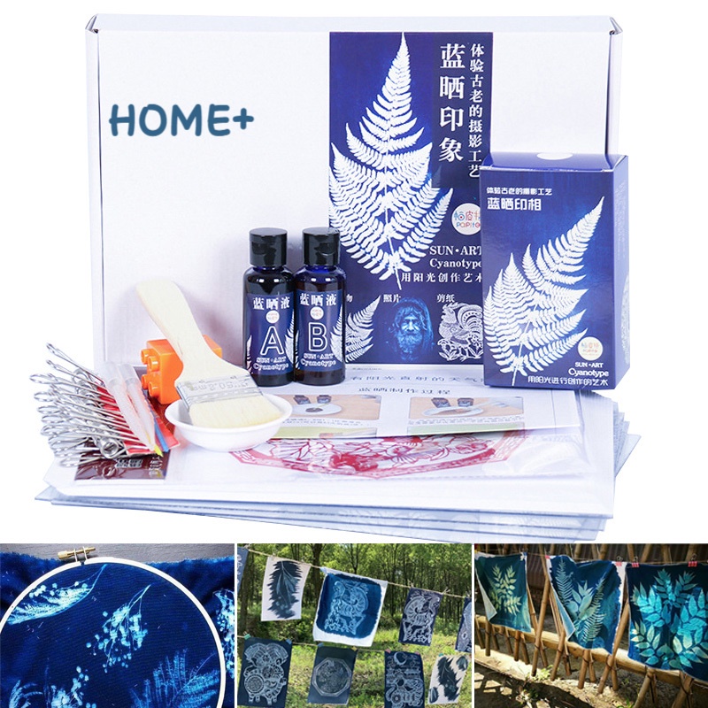 Set dụng cụ in kỹ thuật cyanotype trang trí thủ công độc đáo DIY