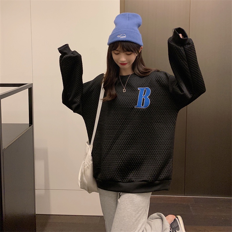 【ZHELIHANGFEI】Áo Thun Sweater Tay Dài Thêu Họa Tiết Xinh Xắn