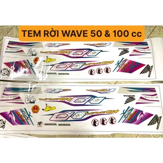 TEM RỜI DECAL DÁN WAVE 50 100 110 cc mẫu XANH TÍM thời trang cực đẹp - GIÁ RẺ NHẤT - ĐÈN XE VIỆT