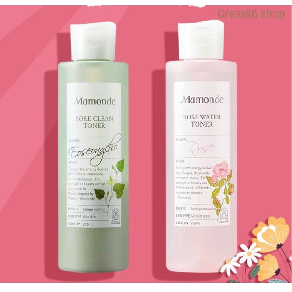 Nước hoa hồng mamonde great86 toner diếp cá se khít lỗ chân lông kiểm soát dầu chai 250ml