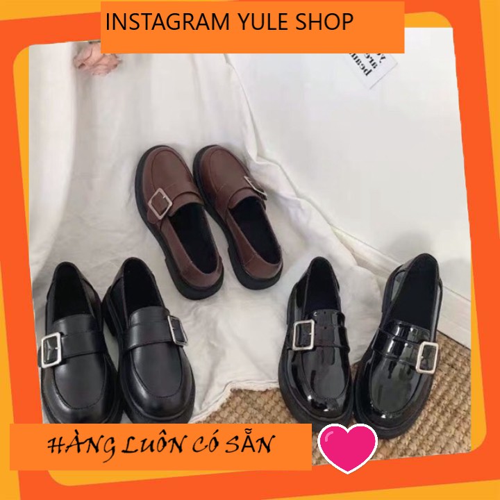 FREESSHIP giày ulzzang da mềm khuy vuông có ảnh thật cuối