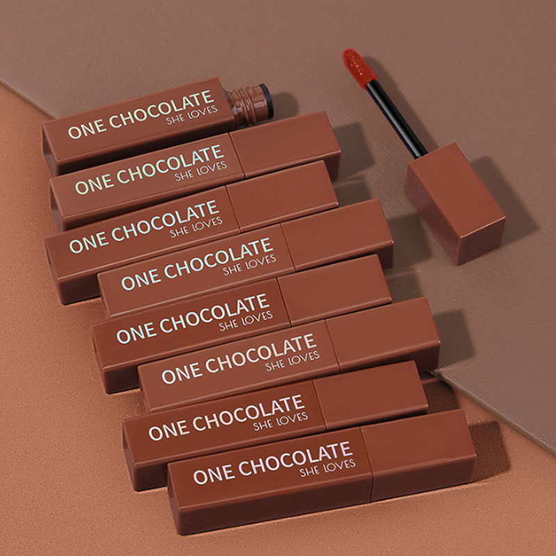 [OUYOU]Chocolate Matte Lip Glaze Velvet Matte Son môi  Son Kem Lì Chống Nước Lâu Phai Thiết Kế Vỏ Son Hình Thanh Socola Độc Đáo