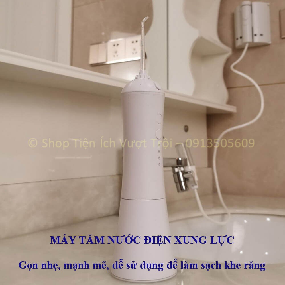 Tăm nước để bàn, động cơ điện xung lực mạnh mẽ, làm sạch khe răng, hết mảng bám, phòng ngừa cao răng-Tiện Ích Vượt Trội