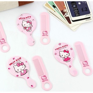 Bộ lược chải tóc và gương cầm tay Hello Kitty đáng yêu