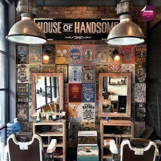 Set decal dán tường Barber, Decal decor quán barber, số lượng 24,50 tấm, kích thước mỗi tấm khổ A5/A4