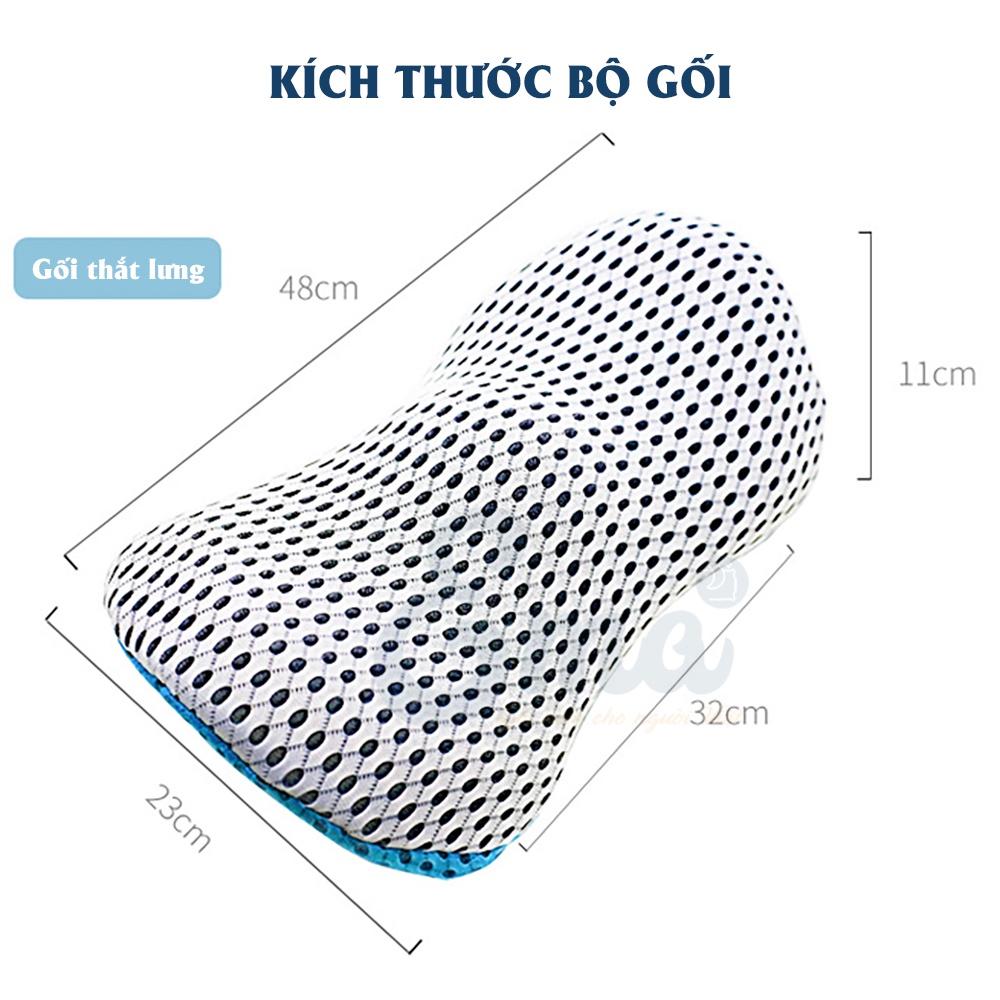 Bộ gối tựa đầu và kê thắt lưng văn phòng EMA - Ruột cao su non - Vỏ 4D siêu thoáng