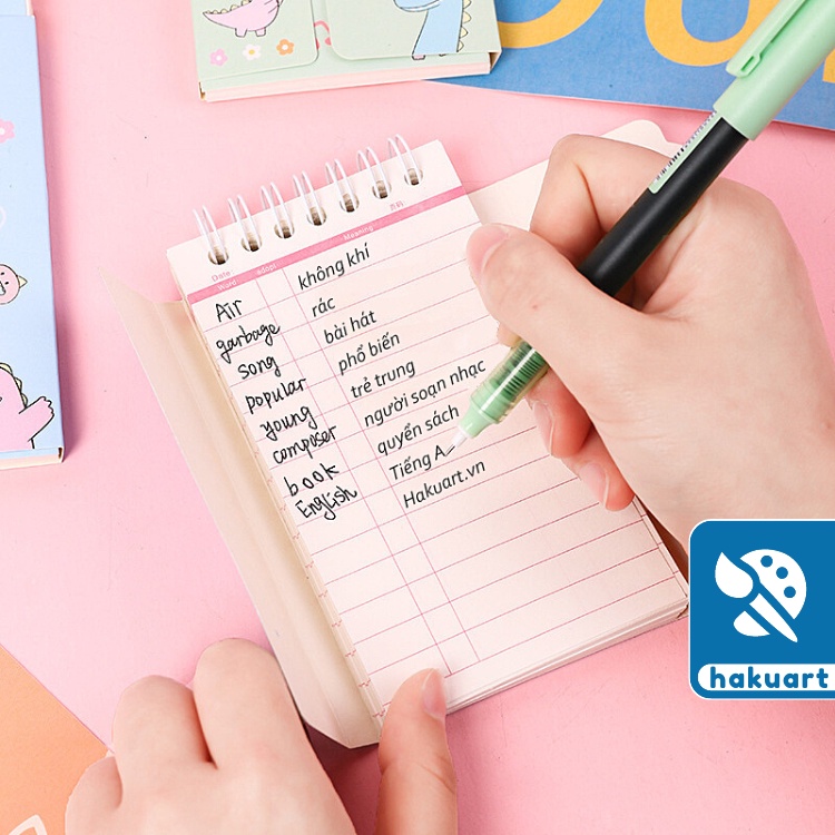 Sổ tay ghi chú từ vựng gáy lò xo note học tiếng Anh, tiếng Trung, tiếng Hàn, tiếng Nhật - Văn phòng phẩm Hakuart