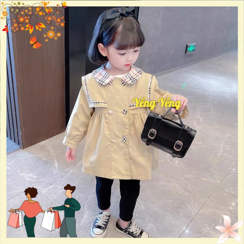 VB128 - VÁY BÉ GÁI BABYDOLL DÀI TAY NÂU PHỐI CỔ BBR