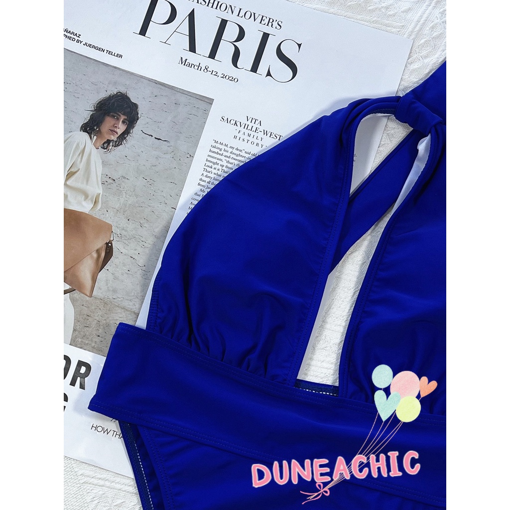DUNEA Đồ Bơi Một Mảnh Màu Trơn Thiết Kế Khoét Vai Quyến Rũ