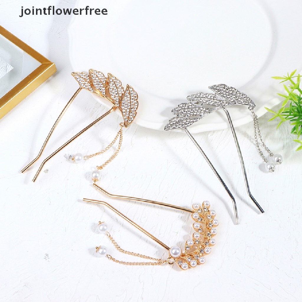 Kẹp Tóc Hình Chữ U Đính Đá Phối Lông Vũ Và Ngọc Trai Nhân Tạo Thời Trang