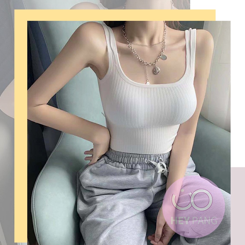 Áo croptop nữ bra hai dây thể thao bản to cổ vuông khoe body siêu thấm hút HEYPANG VN014