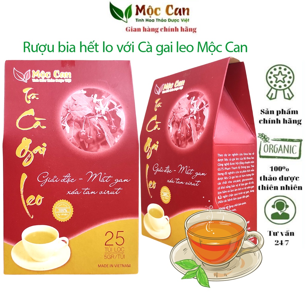 Trà giải độc gan Cà Gai Leo mát gan thanh nhiệt, thảo dược giảm mụn nhọt, nóng trong, giải rượu Mộc Can hộp 25 túi lọc