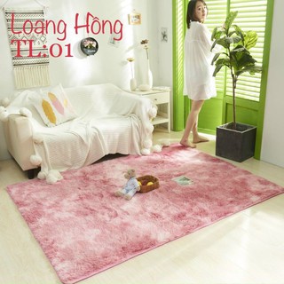 Thảm lông loang trải sàn, thảm trang trí phòng ngủ, phòng khách...lông mềm mịn, không sổ, có đế chống trượt (1m6×2m)
