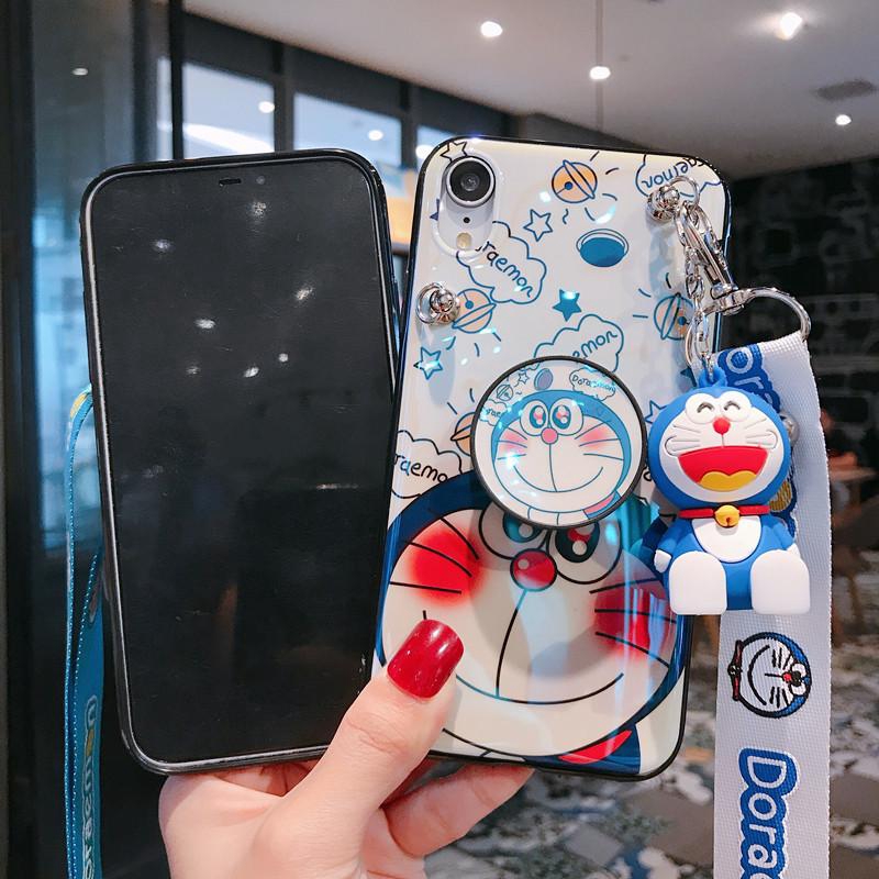 Oppo F5 F7 F9 Pro F11 Pro F11 Realme C1 Blu-ray Doremon Phim Hoạt Hình Giá Đỡ Ốp Lưng Điện Thoại Có Dây Đeo Chữ Thời Trang