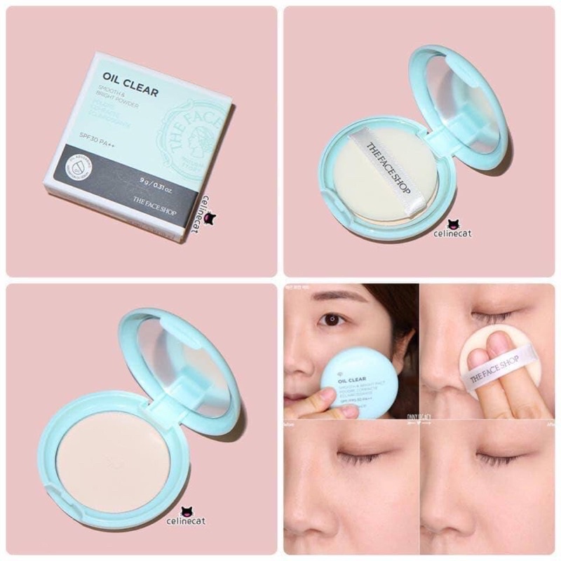 Phấn phủ kiềm dầu the face shop oil clear