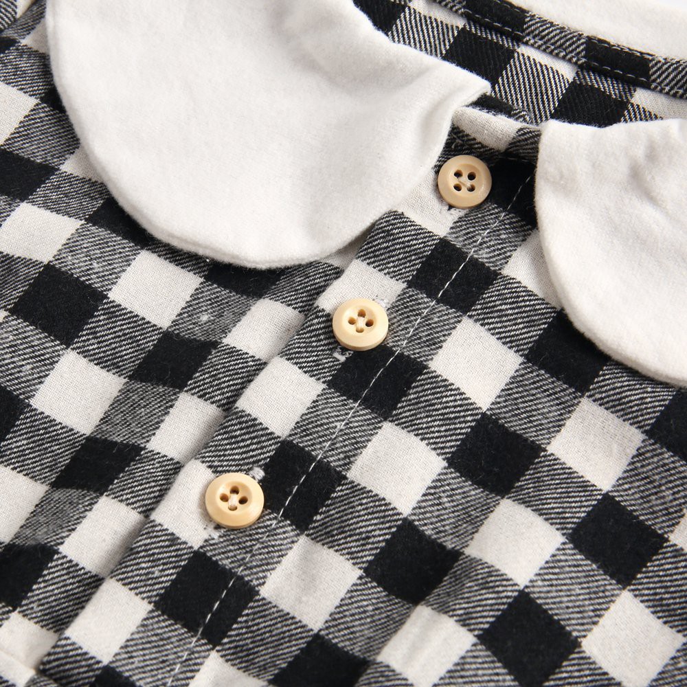 Áo Liền Quần Sanlutoz Thời Trang Họa Tiết Caro Đen Vải Cotton Cho Bé Gái