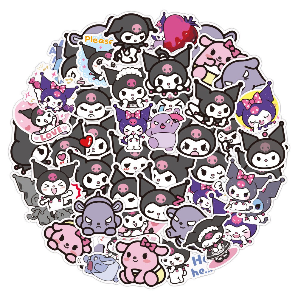 Y&P| Hình Dán Chống Nước Kuromi Phim Hoạt Hình Mũ Bảo Hiểm Máy Tính Xách Tay Hành Lý Dán Thiết Lập, 50 tờ