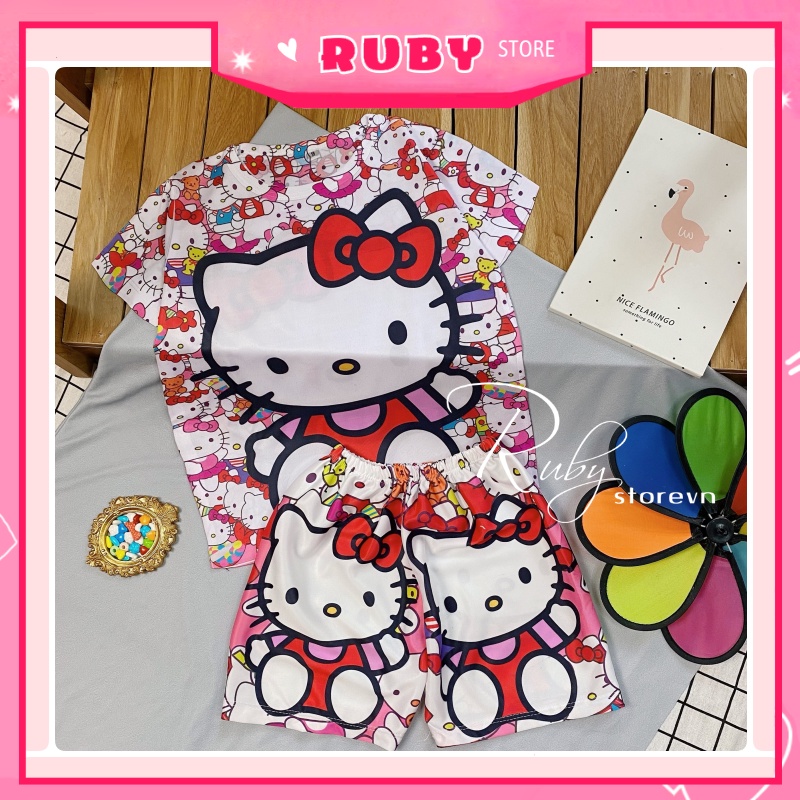 Đồ bộ bé gái hello kitty đáng yêu (5KG - 46KG) chất thun mịn mát co giãn thoải mái  Set mẹ và bé  DBRBD