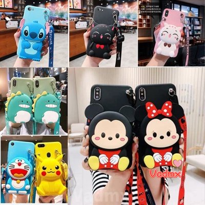 Ốp Điện Thoại Mềm Kèm Ví Hình Mickey Minnie Doraemon Stitch Dành Cho iPhone X XR XS Max 8 7 6 6s Plus