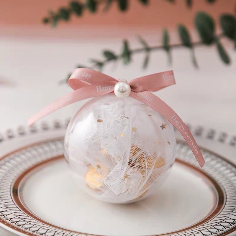 Hộp Nhựa Trong Suốt 5/6/8/10 Cm Đựng Kẹo/Kẹo/Socola Trang Trí Giáng Sinh