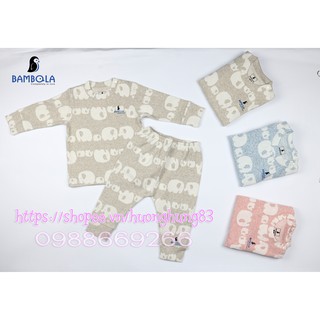 Bộ nỉ cài vai Bambola - Họa tiết Voi con đang yêu - mẫu mới nhất 2019