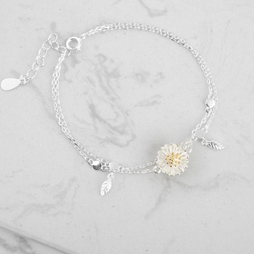 Lắc Tay Bạc Blue Peach Daisy Flora LT005