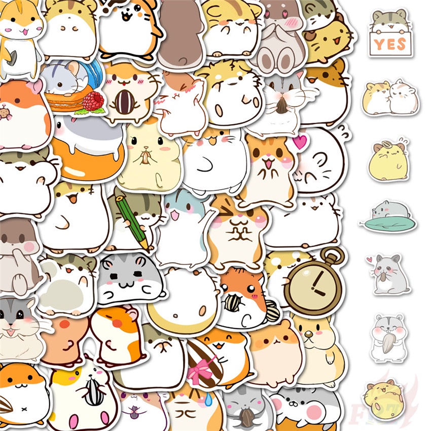 ❉ Kawaii Hamster Cricetinae Emoji Series 02 - Cute Pets Stickers ❉ 50Pcs/Set DIY Fashion Luggage Laptop Skateboard Decals Doodle Stickers