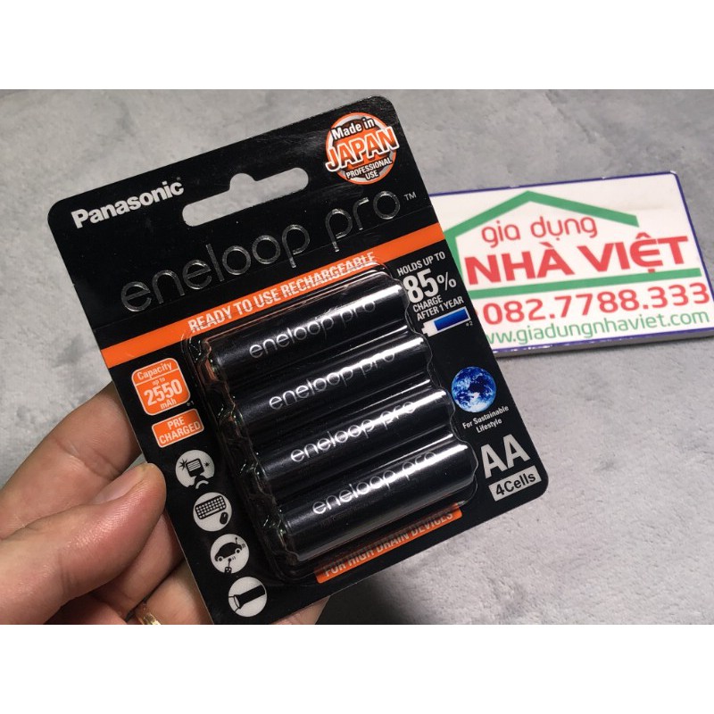 [Mã 229ELSALE hoàn 7% đơn 300K] Bộ 4 Pin Sạc AA Eneloop Pro BK-3HCCE 2550mAh – Chính hãng Panasonic Việt Nam