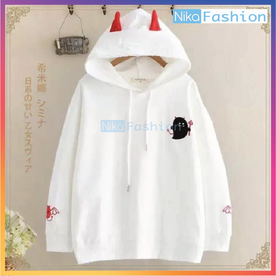 Nikafashion Áo Hoodie Nón Unisex Nam Nữ Chất Vải Nỉ Freesize 1 kích cỡ Form Dáng Rộng Dưới 65kg Mặc Đẹp Q.Nhỏ | BigBuy360 - bigbuy360.vn