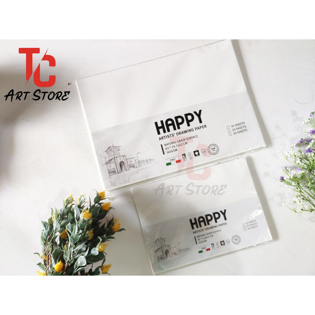 Giấy Vẽ Happy 200gsm A5/A4/A3 - Xấp 10 tờ