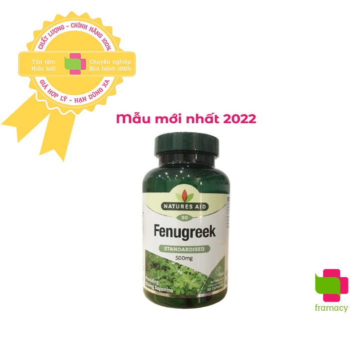Viên uống lợi sữa Cỏ cà ri Natures Aid Fenugreek 500mg, Anh (90 viên) tăng cường dưỡng chất trong sữa cho mẹ sau sinh