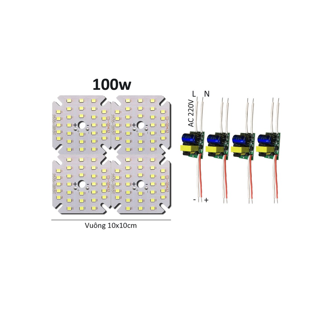 Bảng bo vỉ mạch Led 100w 120 mắt chip Led 2835 siêu sáng +nguồn driver AC220V MLC-100x(4x30x