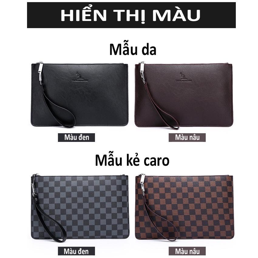 Ví nam cầm tay Clutch Cao Cấp Da chống chày xước nước Đựng Ipad Điện Thoại Tiền dùng đi làm đi chơi Ví nữ cầm tay Tuxa