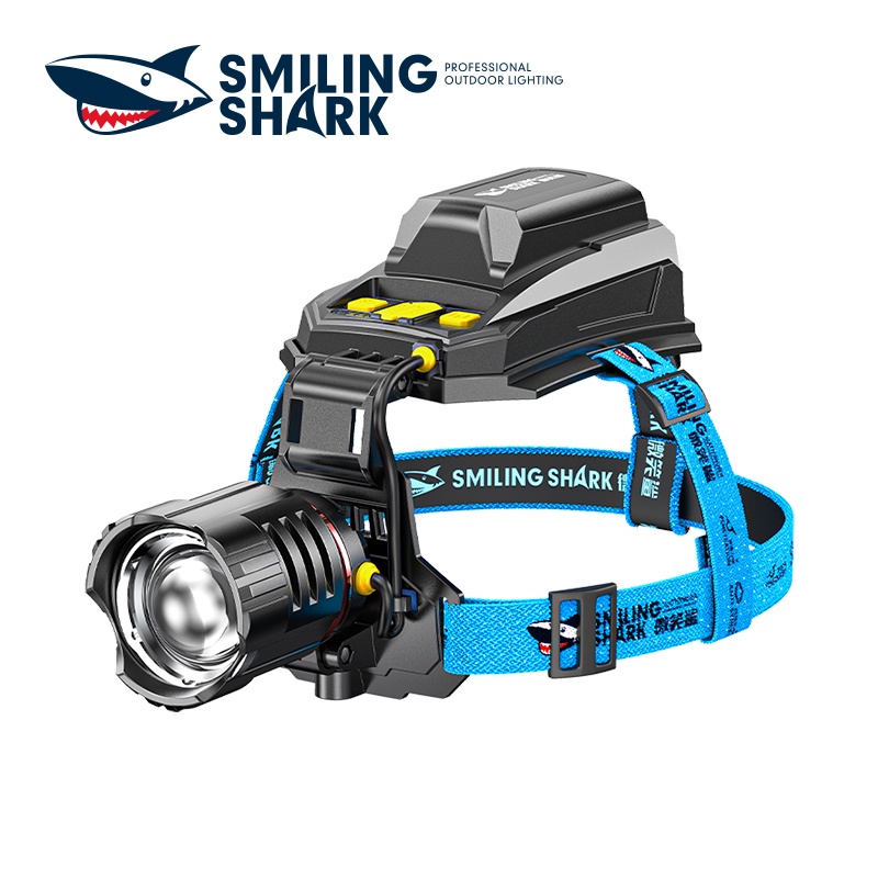 Smiling Shark TD1111 Đèn Pha Led M77 10000LM Đèn Đội Đầu siêu sáng Cảm Biến Tập Trung Ánh Mạnh Có Thể Sạc Lại Đèn Câu Cá