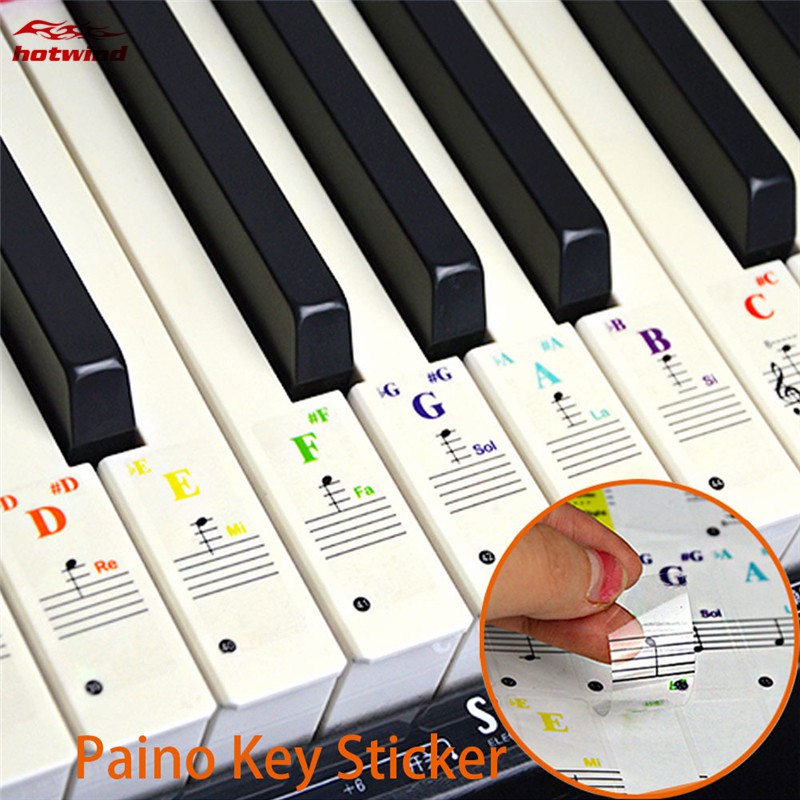 Miếng dán phím đàn piano đầy đủ nốt nhạc nhiều màu sắc dễ thương
