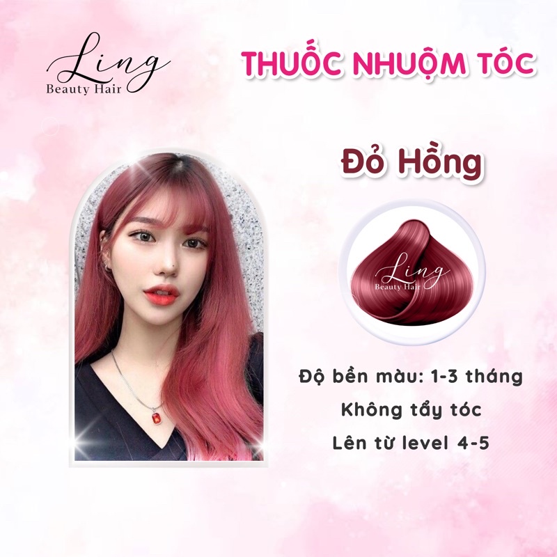 Thuốc nhuộm tóc màu ĐỎ HỒNG, không tẩy tóc lên từ nền nâu