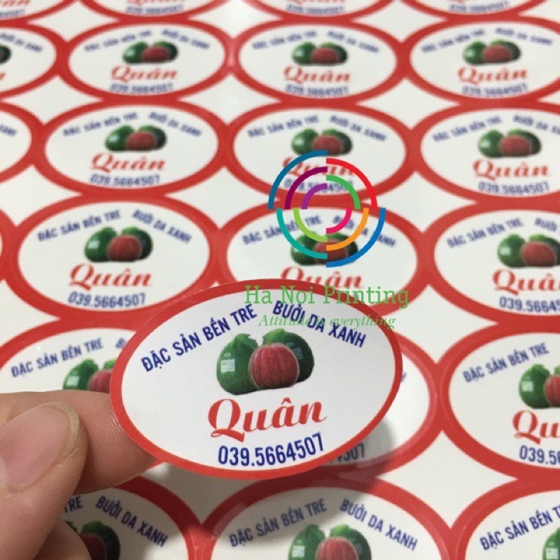 Tem Dán Hoa Quả Hình Elip