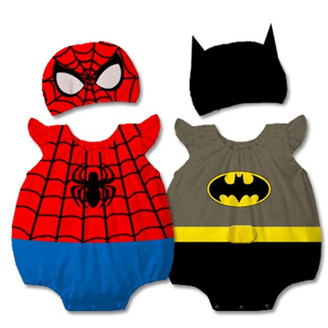 Sơ sinh Trẻ sơ sinh Trẻ sơ sinh Romper Jumpsuit Một mảnh Quần đùi Tay áo Tam giác Batman spiderman Romper Boy Girl Quần áo 0-12 Tháng Tuổi