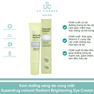[Bill UK] Kem dưỡng mắt sáng da Superdrug Naturally Radiant Brightening Eye Cream 15ml