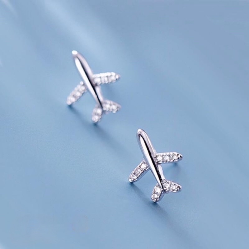Bông tai máy bay bạc ta, thiết kế độc đáo mới lạ, mang nét nhẹ nhàng cá tính Mainomi Shop Bạc Xinh