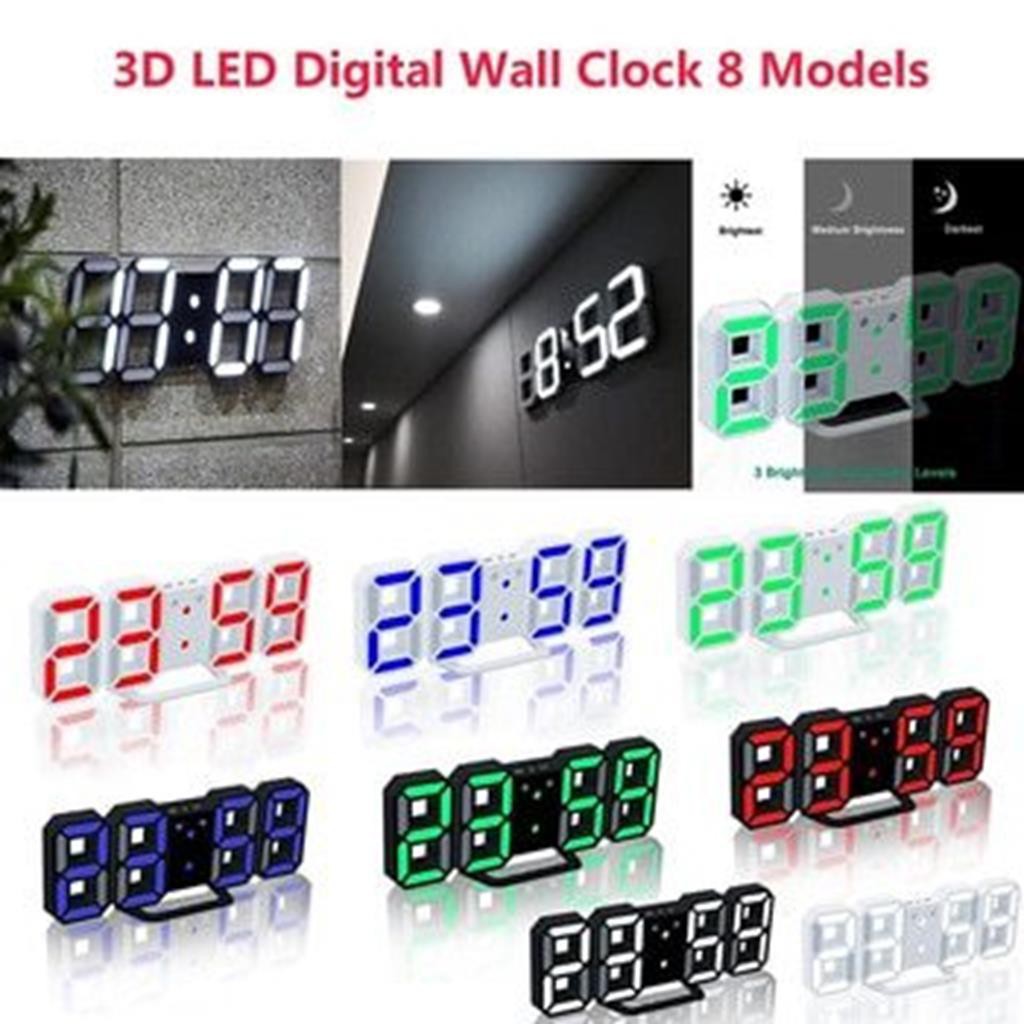 Đồng hồ LED 3D SMART CLOCK treo tường, để bàn &quot;bừng sáng không gian nhà bạn!&quot;...(LED TRẮNG) -dc3338