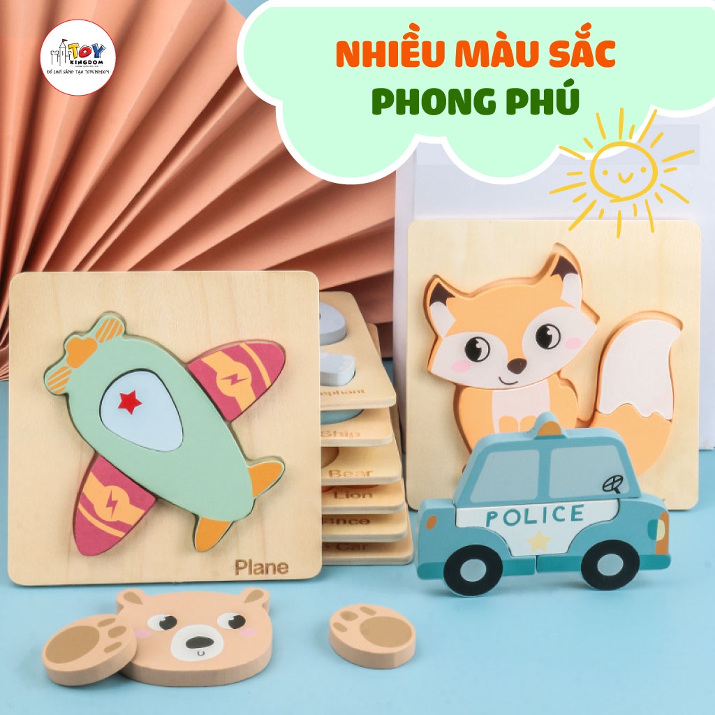 Combo Đồ Chơi Xếp Hình Bằng Gỗ - Chủ Đề Động Vật, Phương Tiện