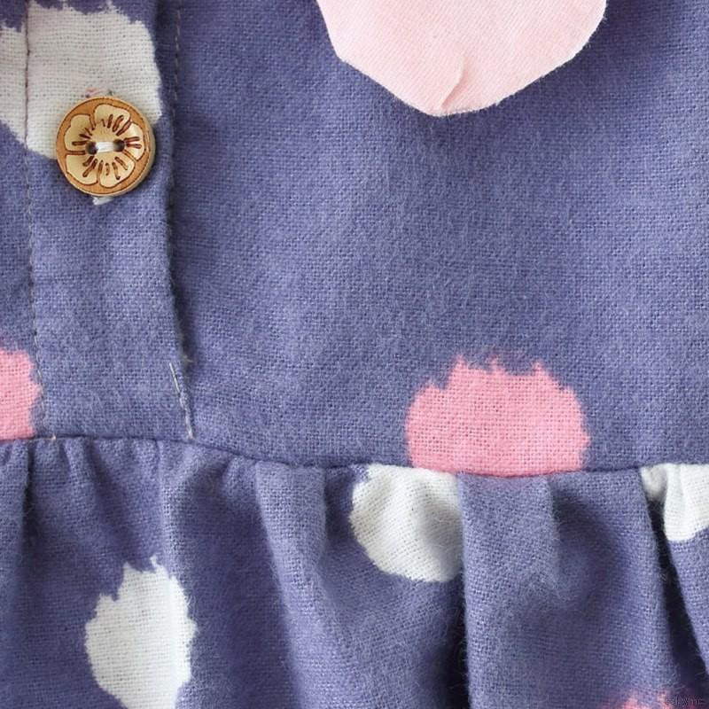 Đầm dài tay họa tiết chấm bi xinh xắn dành cho bé gái