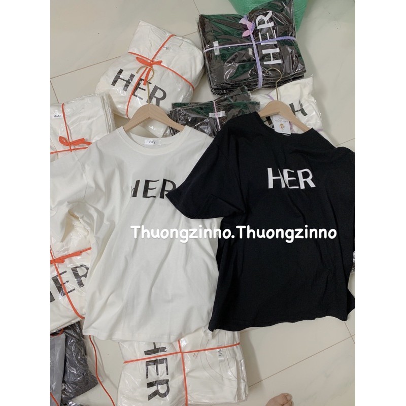 [Ảnh thật/Video]Áo phông HER form rộng phong cách Hàn Quốc Áo phông ulzaang loại đẹp | BigBuy360 - bigbuy360.vn