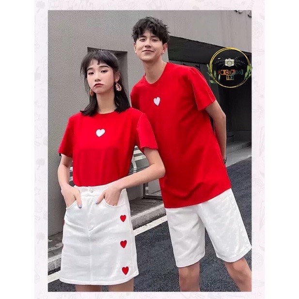 áo thun cả gia đình cặp đôi in hình tim đơn giản dễ thương cotton dễ chịu mát mẻ