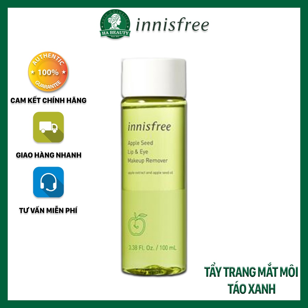 Dầu tẩy trang mắt môi táo xanh innisfree Apple Seed Lip & Eye Makeup Remover 100ml dưỡng ẩm sạch sâu