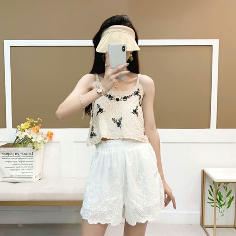 Áo Hai Dây Hở Lưng Thêu Họa Tiết Phong Cách Cổ Điển Quyến Rũ Dành Cho Nữ